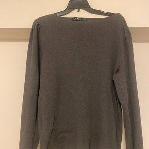 Lauren Ralph Lauren Plus Puff-Sleeve Boatneck Sweater, Gray - 3X